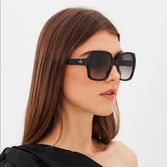 Ship same day- New - ? Original  Gucci GG0096S 001 54 Black Square Sunglasses. Amazon.com: Gucci Square-Frame Acetate Sunglasses : Clothing  main image 4